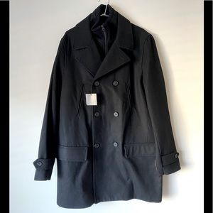 JF J. Ferra Men’s Double Lined Buttons Black Hybrid Pea Coat - L - New with Tags